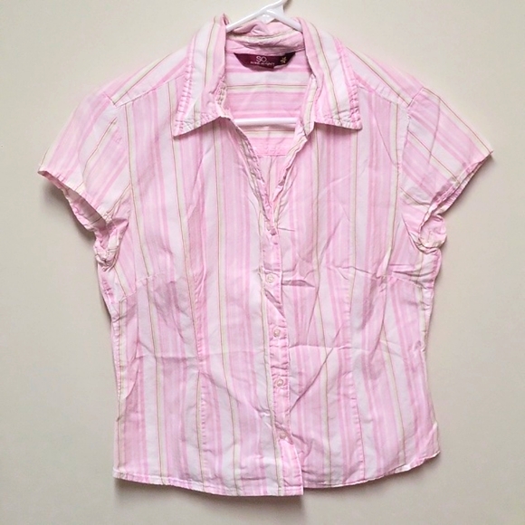 Green and White Striped Button Up Long Sleeve Top  Stitch and Co 30a